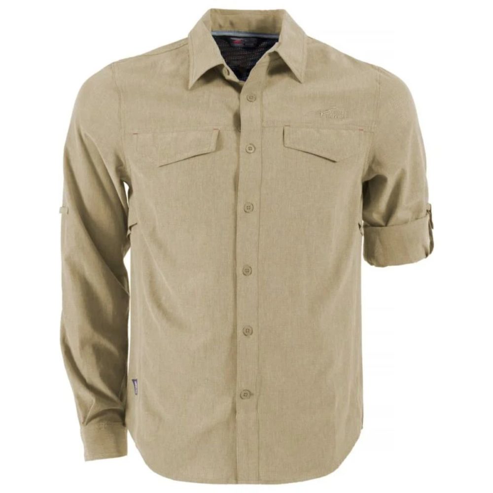 Long Sleeve, button up shirt with collar.